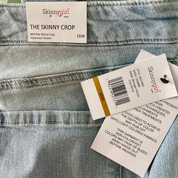 Skinnygirl Mid Rise Skinny Crop Light Wash Jeans Women's Size 16W NEW NWT - Picture 5 of 11